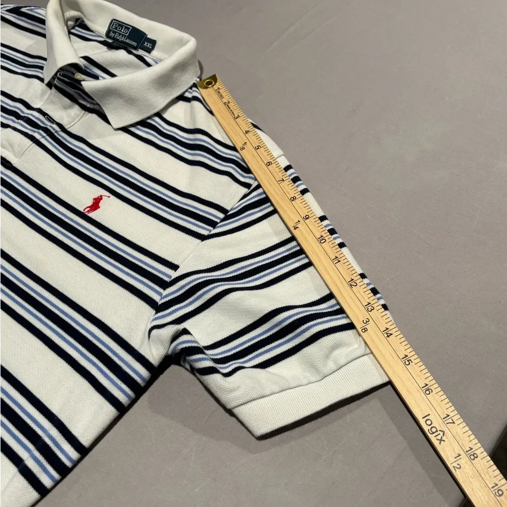 Polo Ralph Lauren Men's XXL Striped Polo Shirt Blue White Black Red Pony Logo